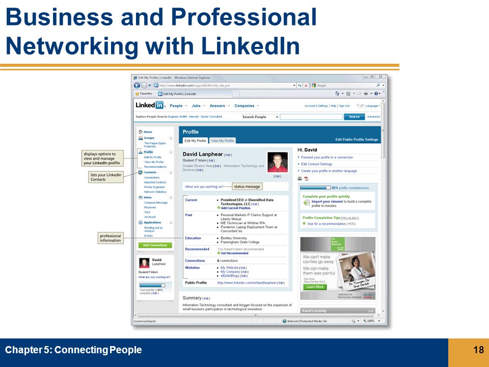 Business and Professional Networking with LinkedIn Chapter 5: Connecting People18