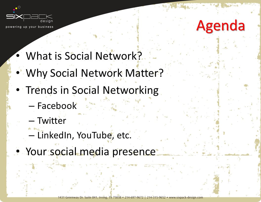 Agenda What is Social Network. Why Social Network Matter.