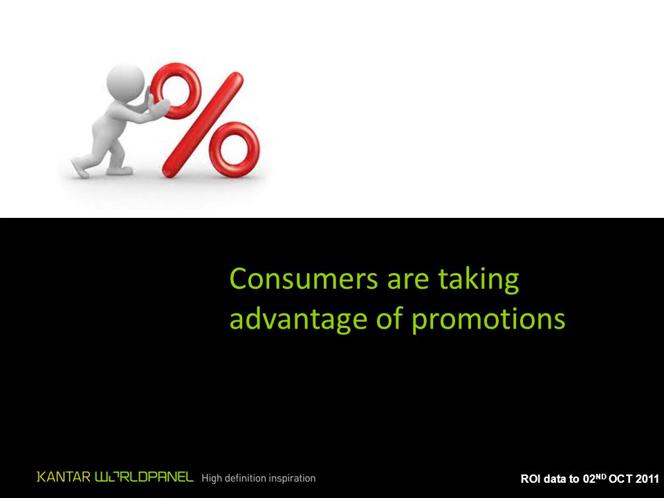 ROI data to 02 ND OCT 2011 Consumers are taking advantage of promotions