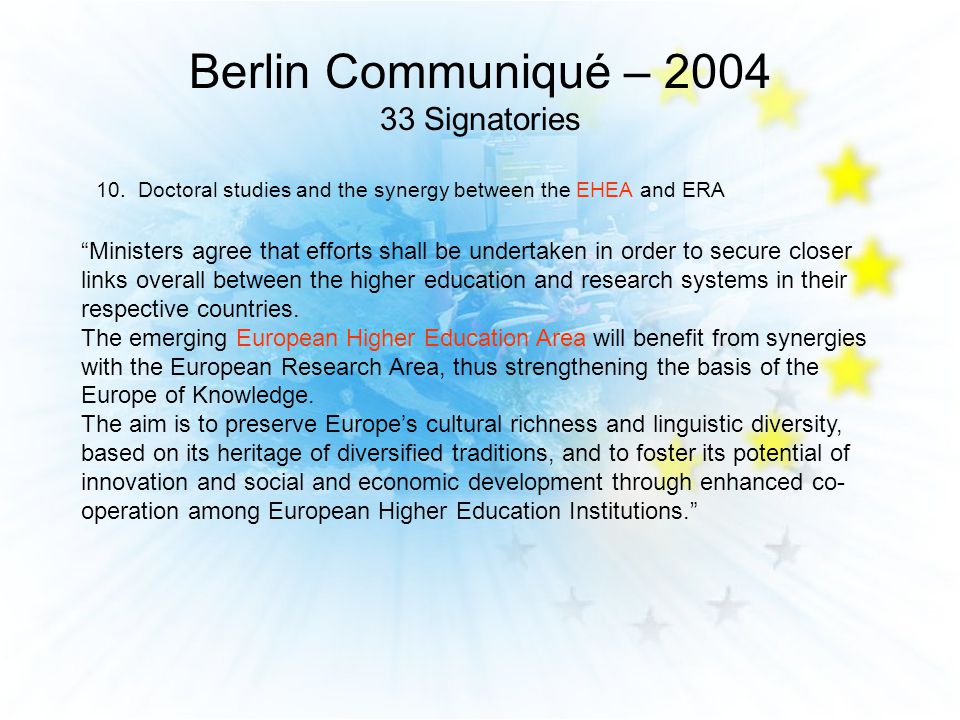 Berlin Communiqué – Signatories 10.