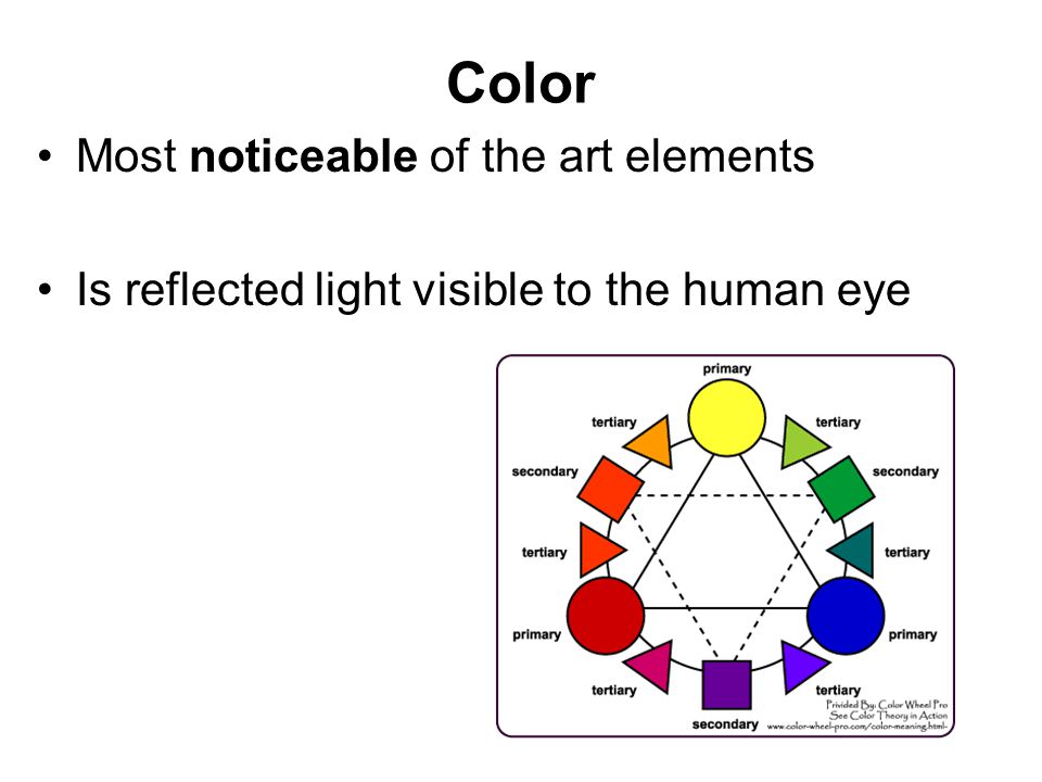 Color Most noticeable of the art elements Is reflected light visible to the human eye