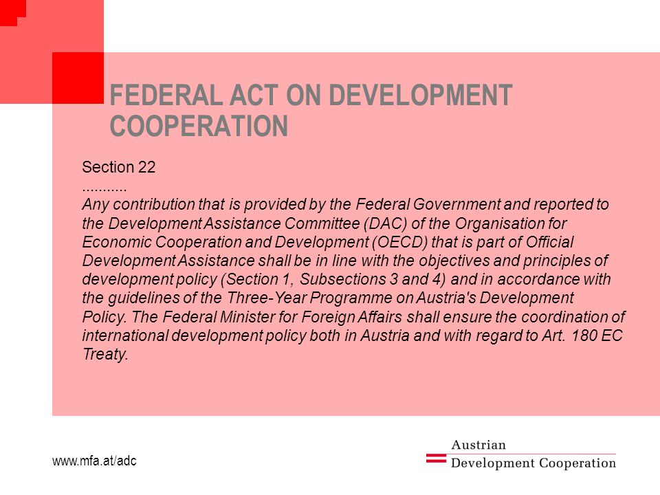 FEDERAL ACT ON DEVELOPMENT COOPERATION Section