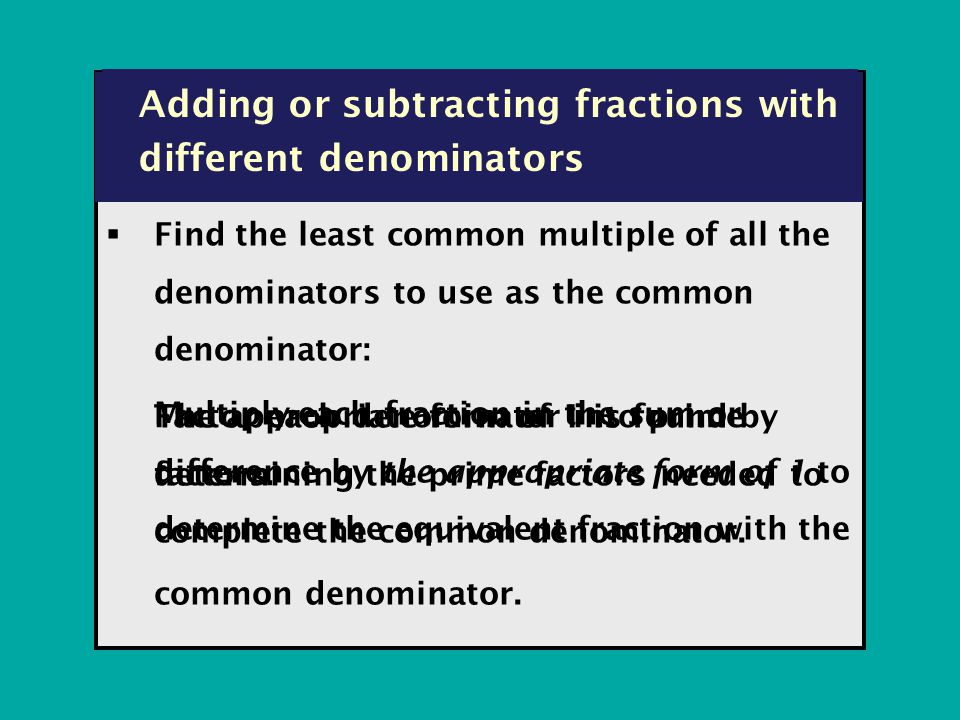 Factor each denominator into prime factors.