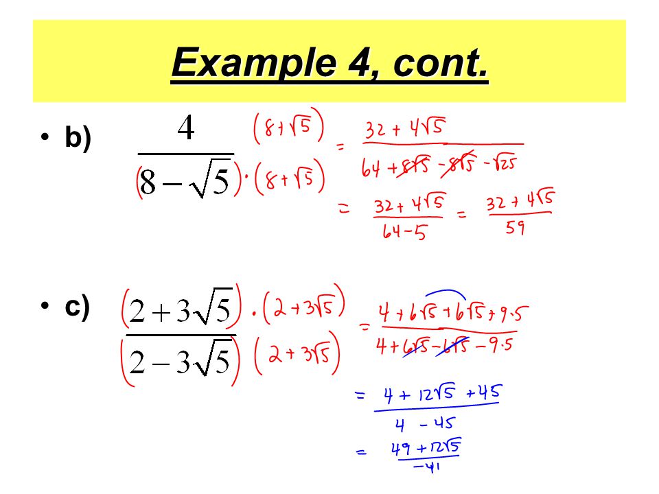 Example 4, cont. b) c)