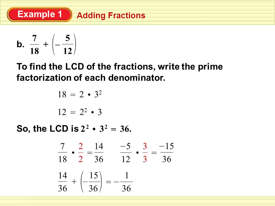 5 – Example 1 Adding Fractions b.