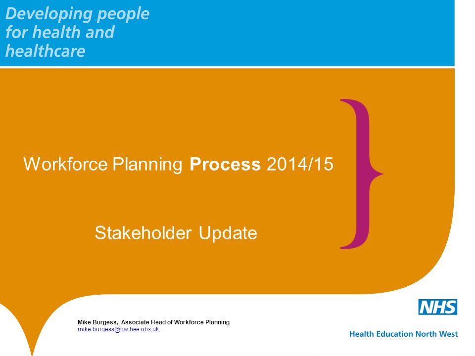Workforce Planning Process 2014/15 Mike Burgess, Associate Head of Workforce Planning  Stakeholder Update