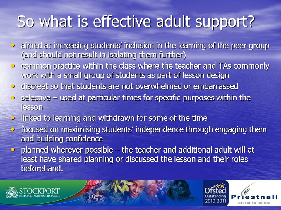 So what is effective adult support.