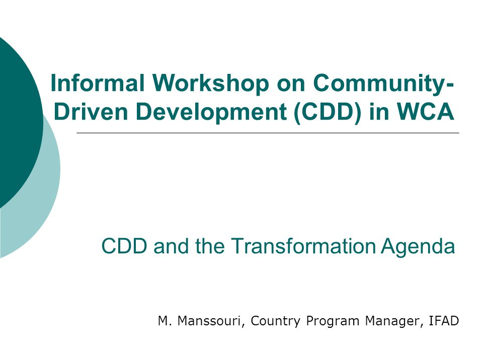 CDD and the Transformation Agenda M.