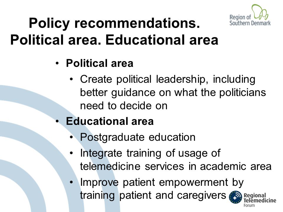 Policy recommendations. Political area.