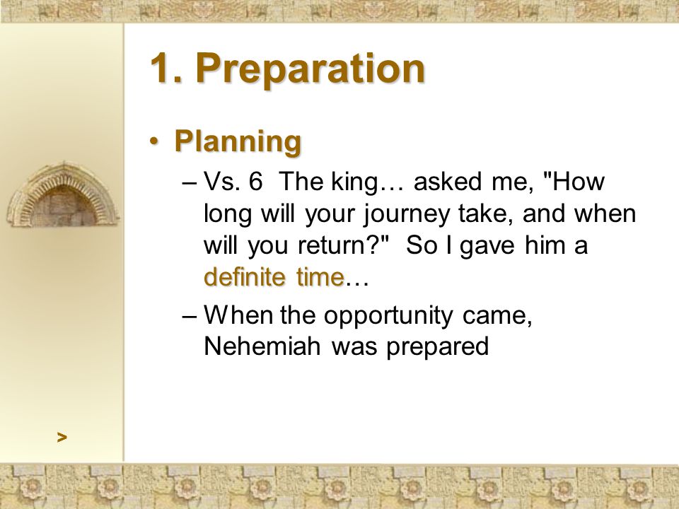 1. Preparation PlanningPlanning definite time –Vs.