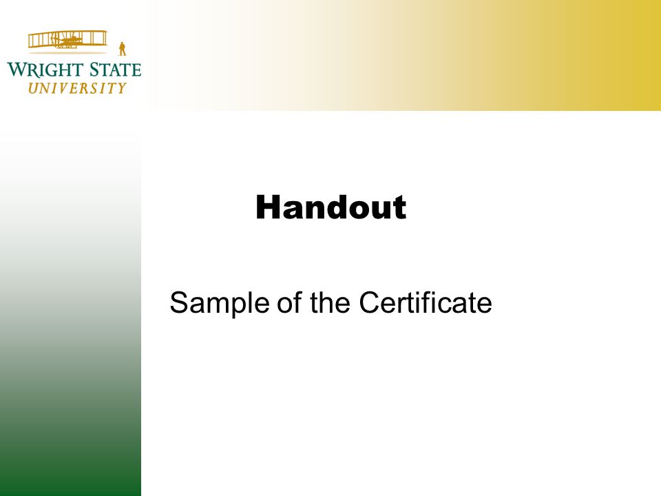Handout Sample of the Certificate