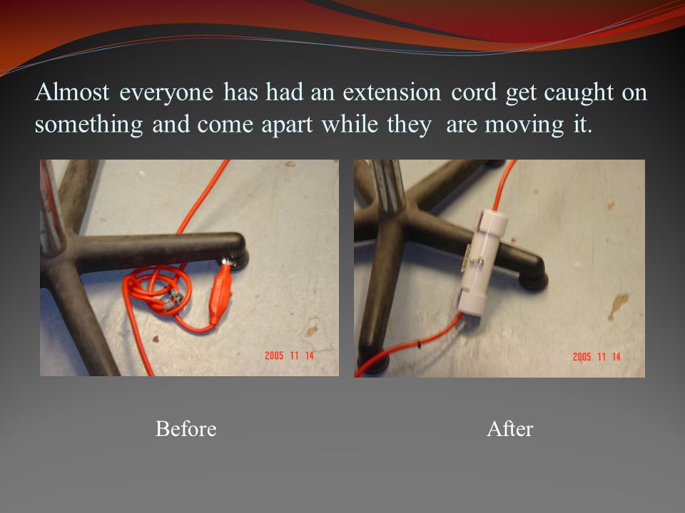 Almost everyone has had an extension cord get caught on something and come apart while they are moving it.