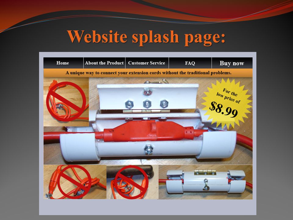 Website splash page: