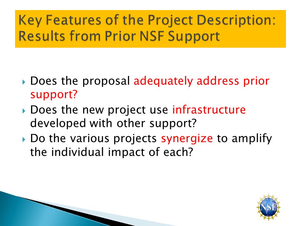  Does the proposal adequately address prior support.