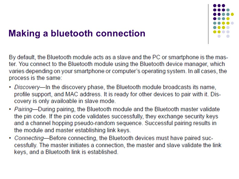 Making a bluetooth connection