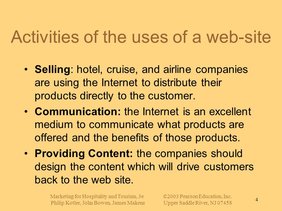 Marketing for Hospitality and Tourism, 3e©2003 Pearson Education, Inc.