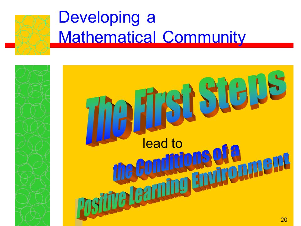 20 Developing a Mathematical Community lead to