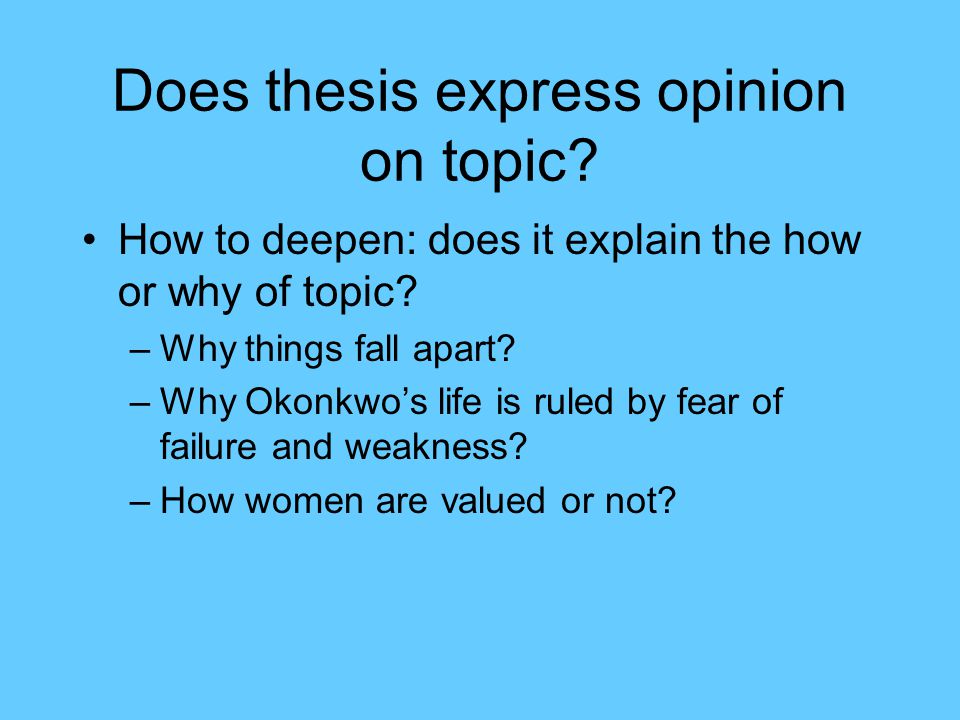 Things Fall Apart Thesis Statement