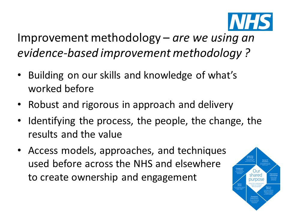 Improvement methodology – are we using an evidence-based improvement methodology .