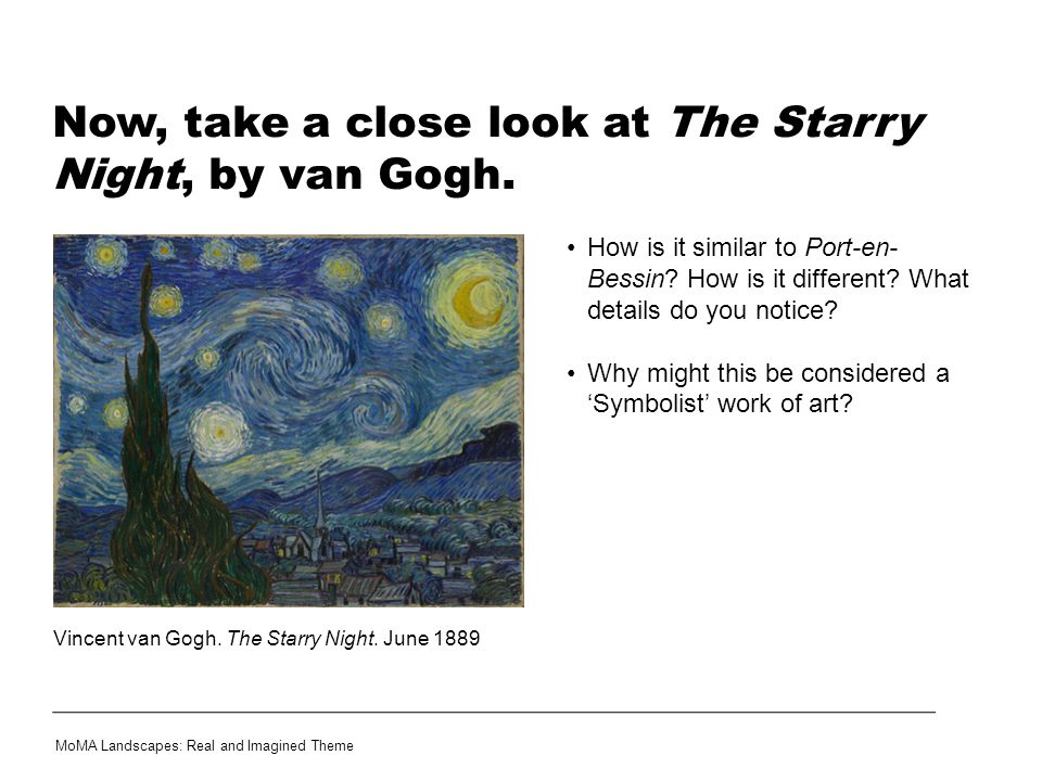 Now, take a close look at The Starry Night, by van Gogh.