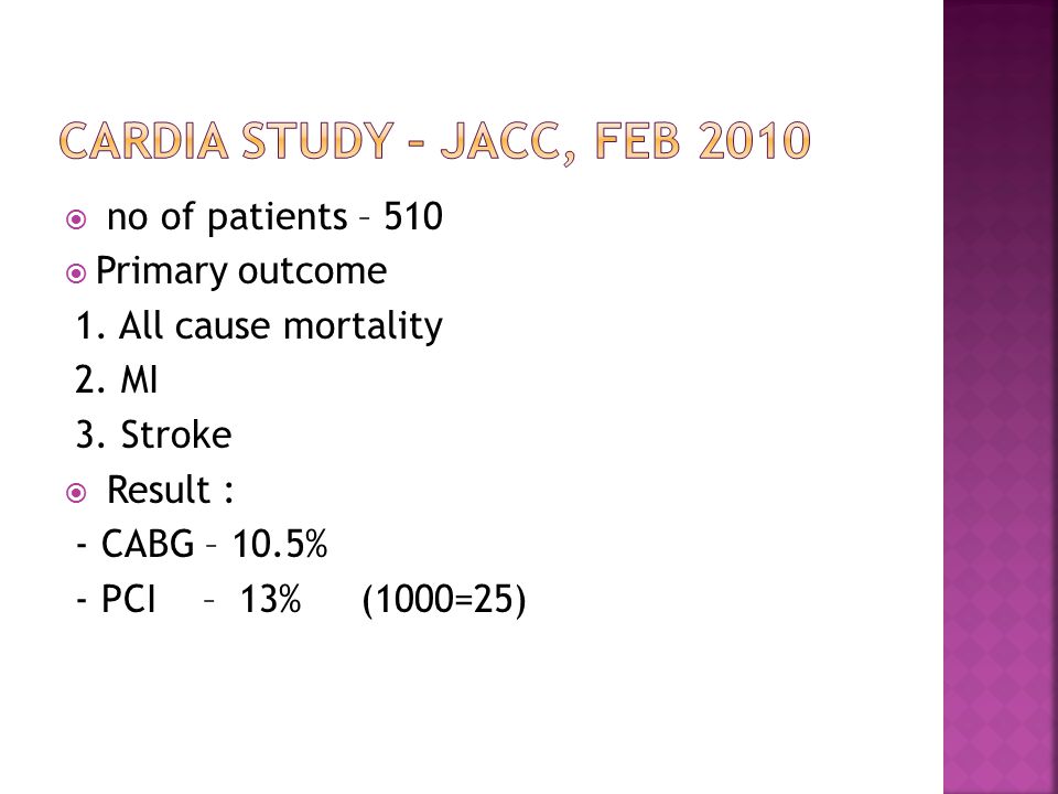  no of patients – 510  Primary outcome 1. All cause mortality 2.