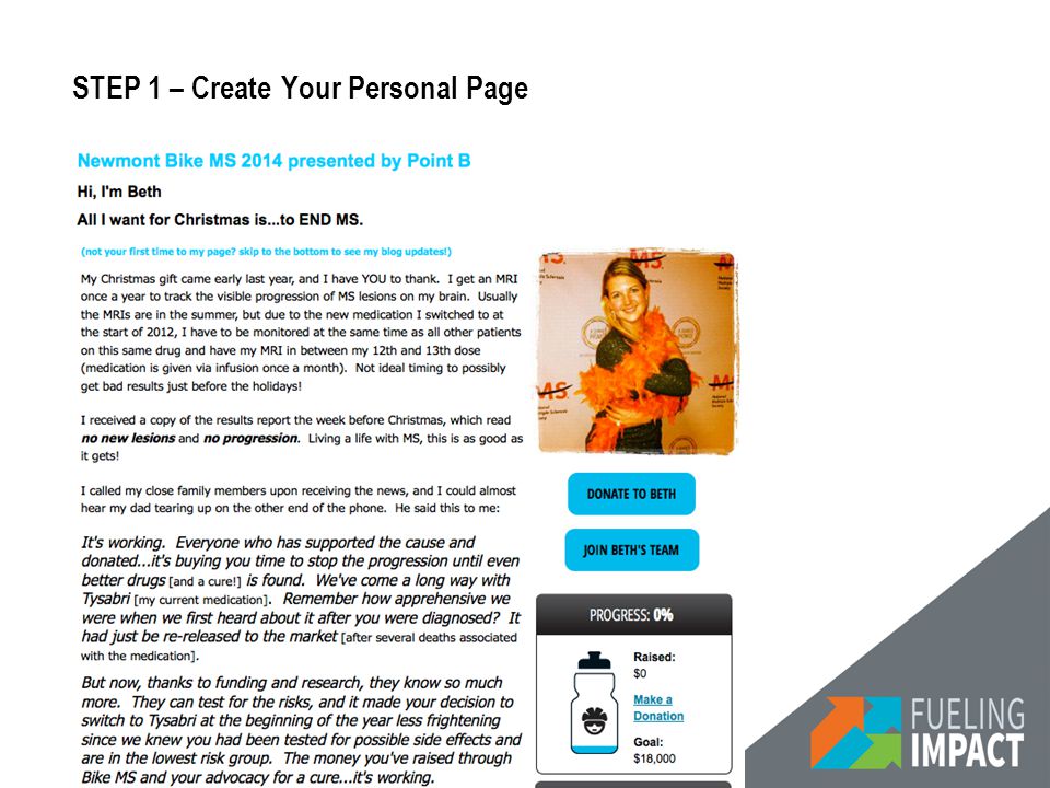 STEP 1 – Create Your Personal Page