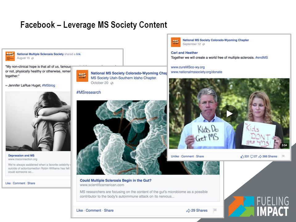 Facebook – Leverage MS Society Content