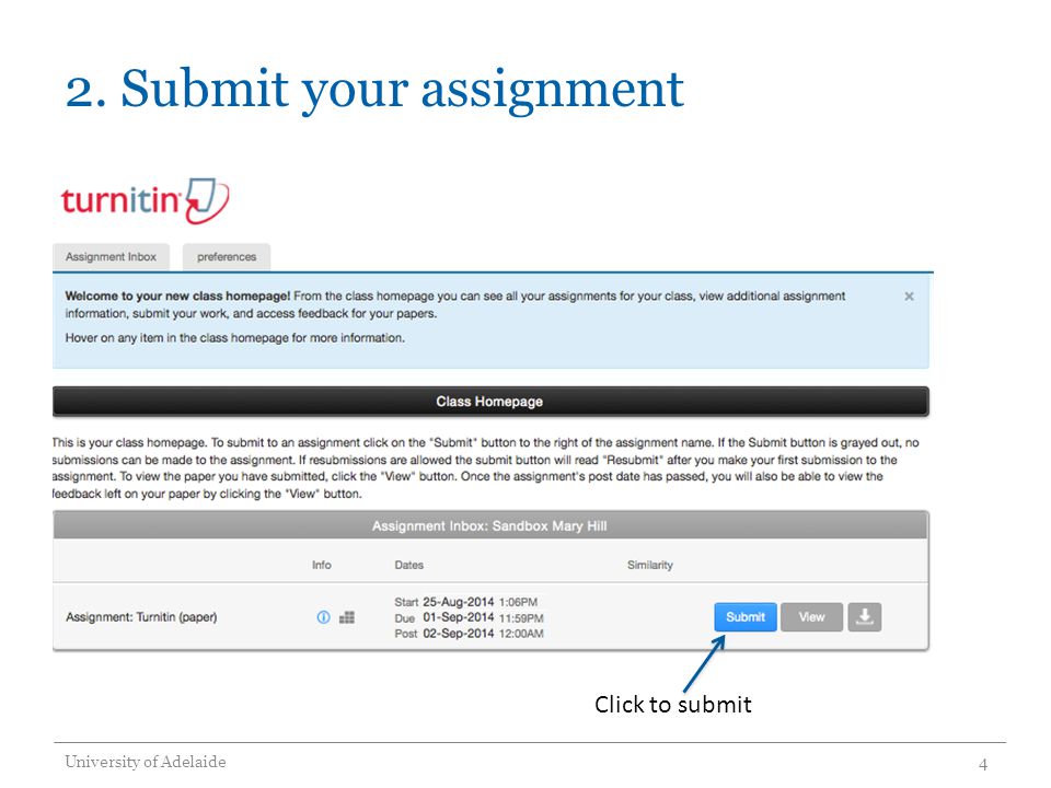 2. Submit your assignment University of Adelaide 4 Click to submit