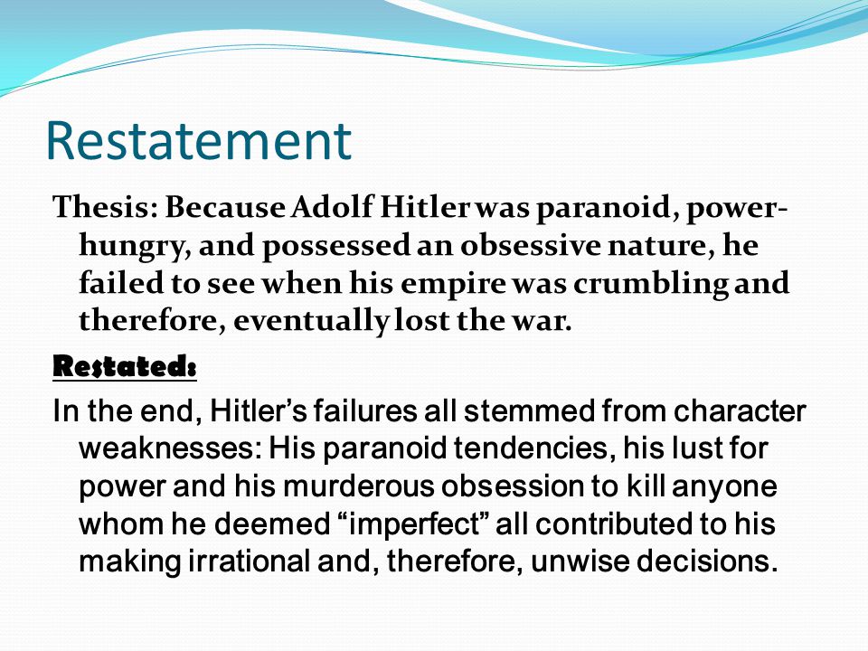 thesis statement adolf hitler