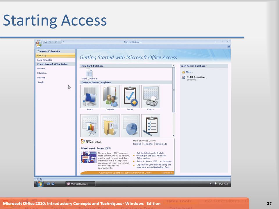 Starting Access Microsoft Office 2010: Introductory Concepts and Techniques - Windows Edition27