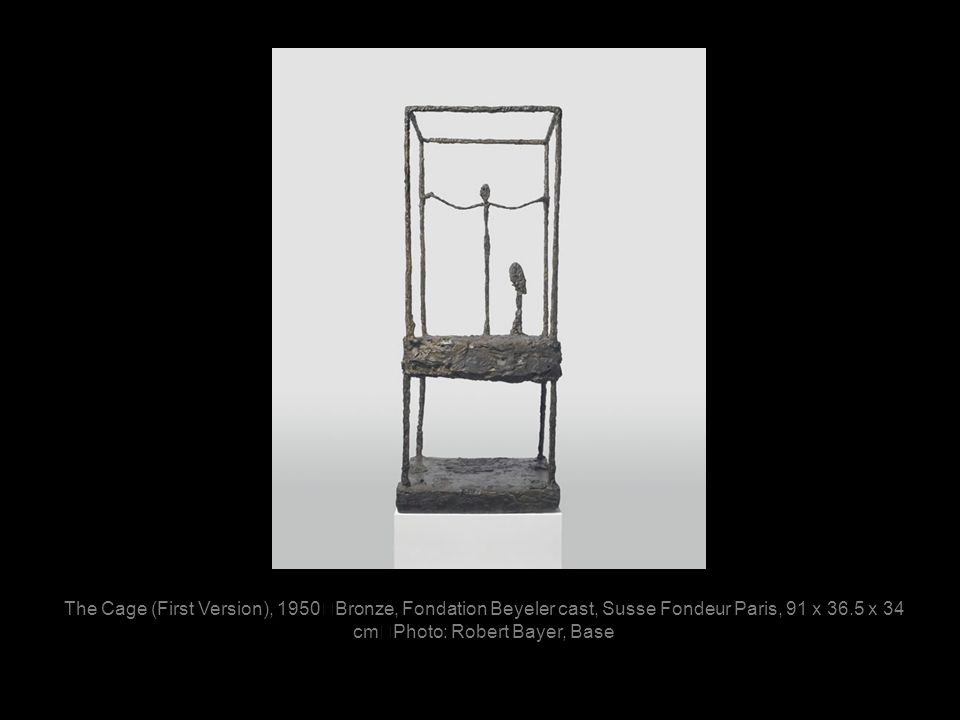 The Cage (First Version), 1950 Bronze, Fondation Beyeler cast, Susse Fondeur Paris, 91 x 36.5 x 34 cm Photo: Robert Bayer, Base