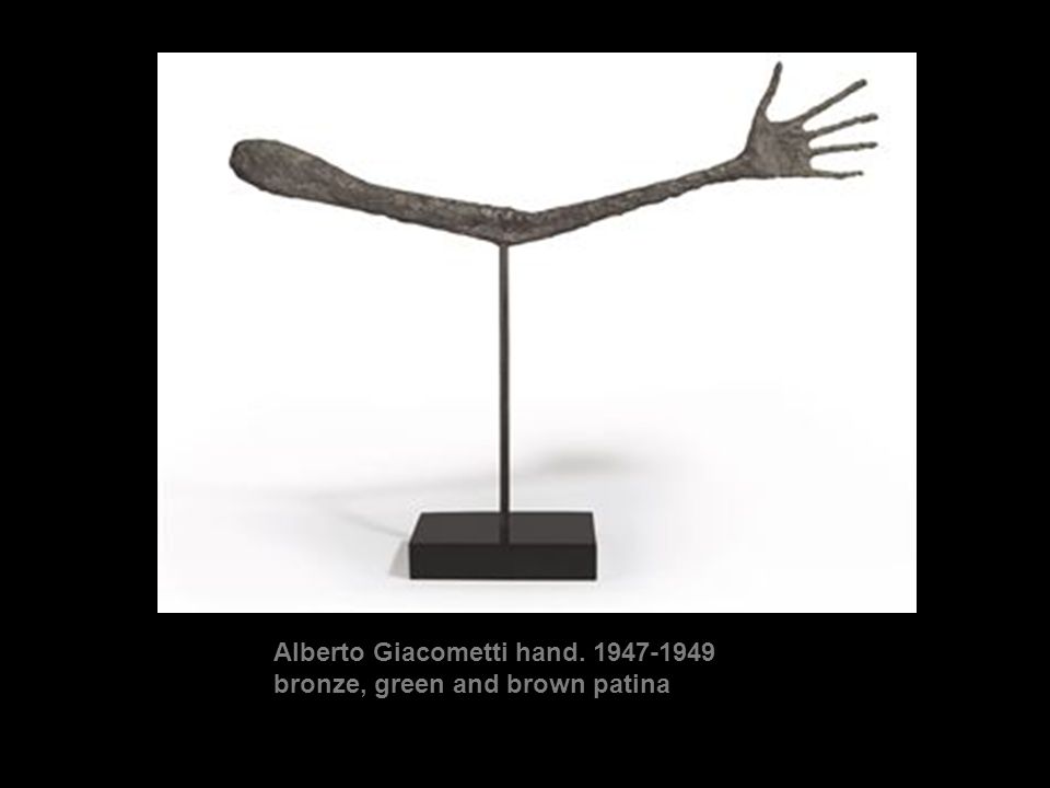 Alberto Giacometti hand bronze, green and brown patina