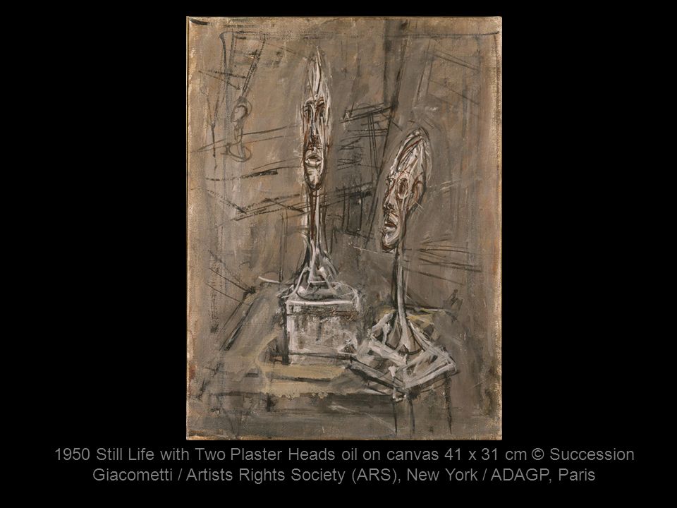 1950 Still Life with Two Plaster Heads oil on canvas 41 x 31 cm © Succession Giacometti / Artists Rights Society (ARS), New York / ADAGP, Paris