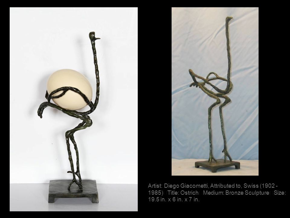 Artist: Diego Giacometti, Attributed to, Swiss ( ) Title: Ostrich Medium: Bronze Sculpture Size: 19.5 in.