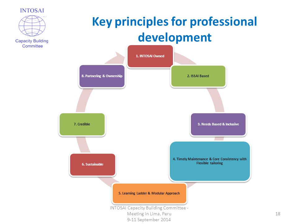 Key principles for professional development INTOSAI Capacity Building Committee - Meeting in Lima, Peru 9-11 September