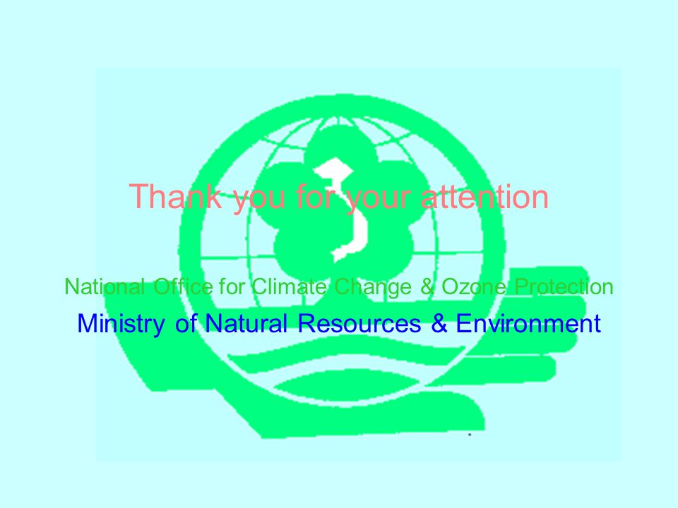 Thank you for your attention National Office for Climate Change & Ozone Protection Ministry of Natural Resources & Environment