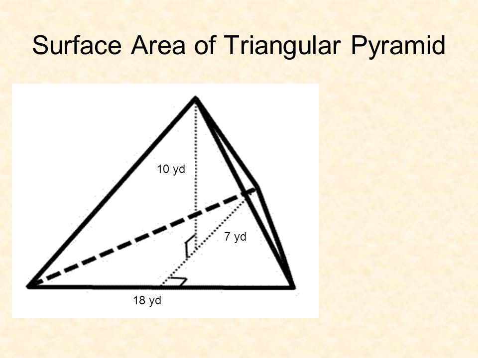 Surface Area of Triangular Pyramid 10 yd 7 yd 18 yd