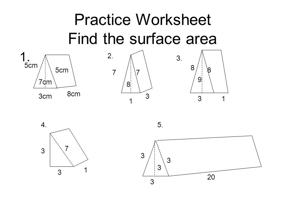 Surface Area Triangular Prism Worksheet Worksheets Lesson Plan Objective Swbat The Surface Area Of A Triangular Practice Worksheetthe 1 2