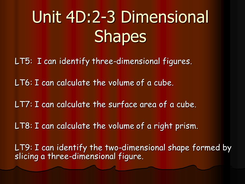 Unit 4D:2-3 Dimensional Shapes LT5: I can identify three-dimensional figures.