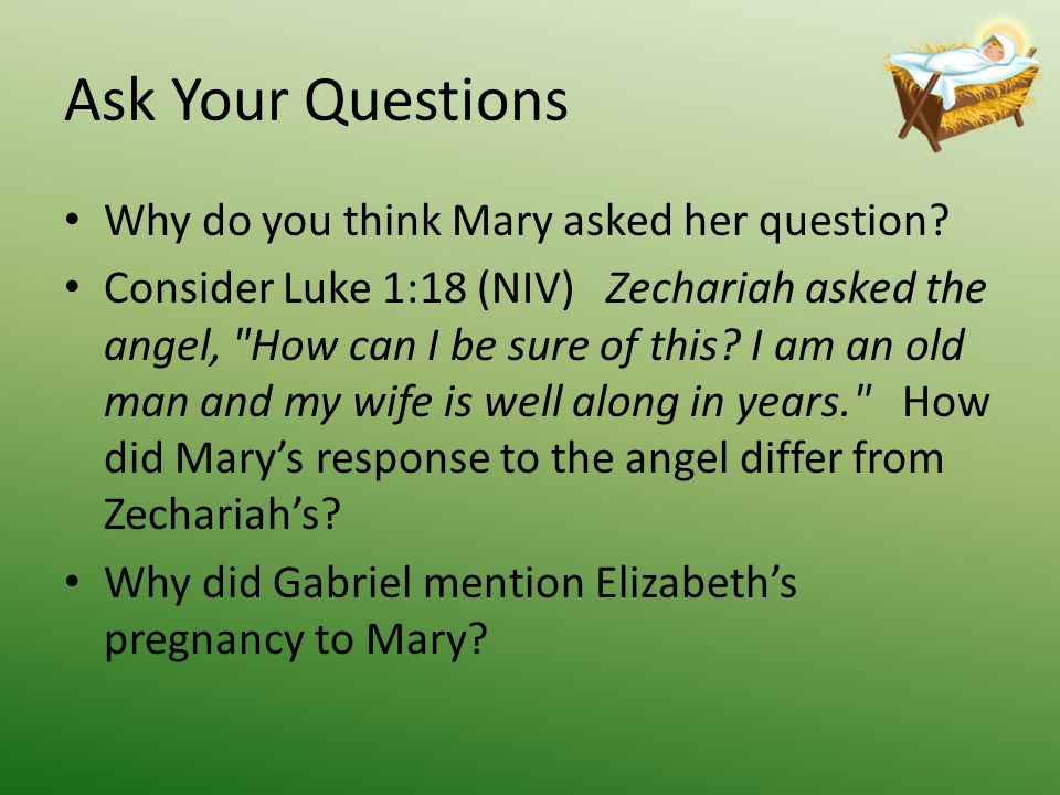 Ask Your Questions Why do you think Mary asked her question.