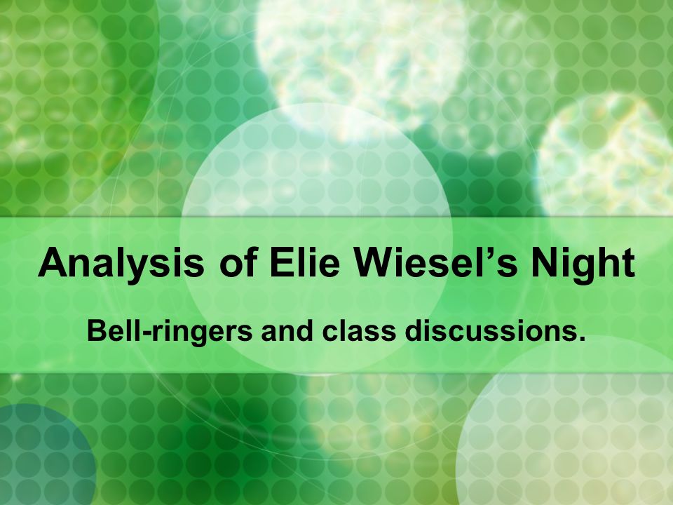 Literary analysis of night by elie wiesel
