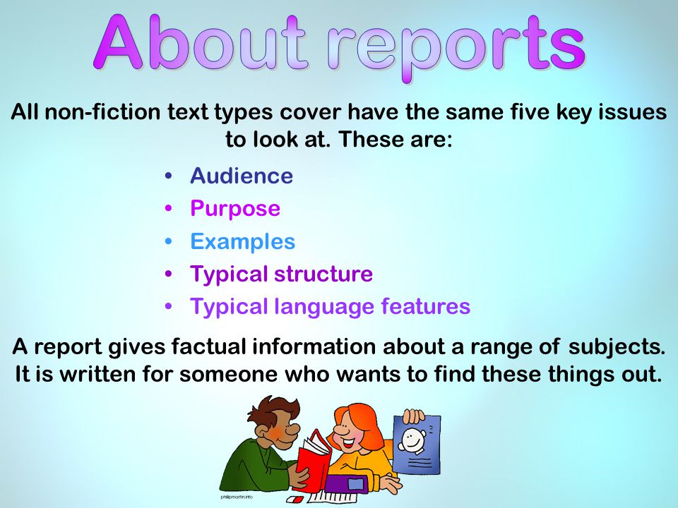 All non-fiction text types cover have the same five key issues to look at.