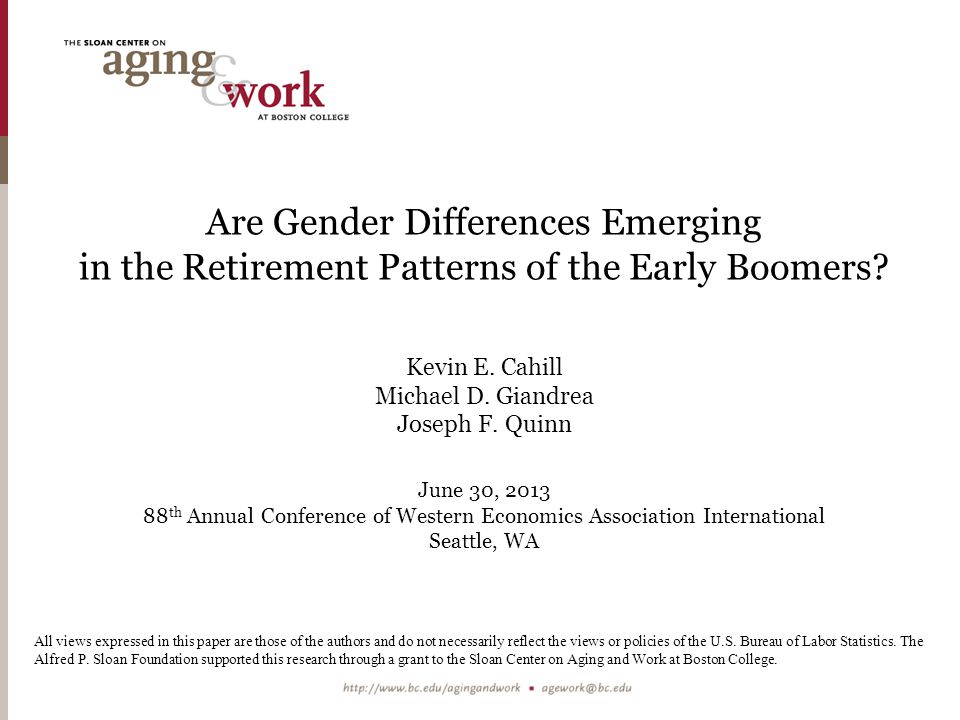 Are Gender Differences Emerging in the Retirement Patterns of the Early Boomers.