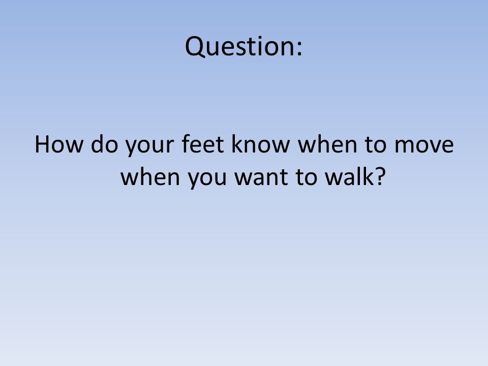 Question: How do your feet know when to move when you want to walk