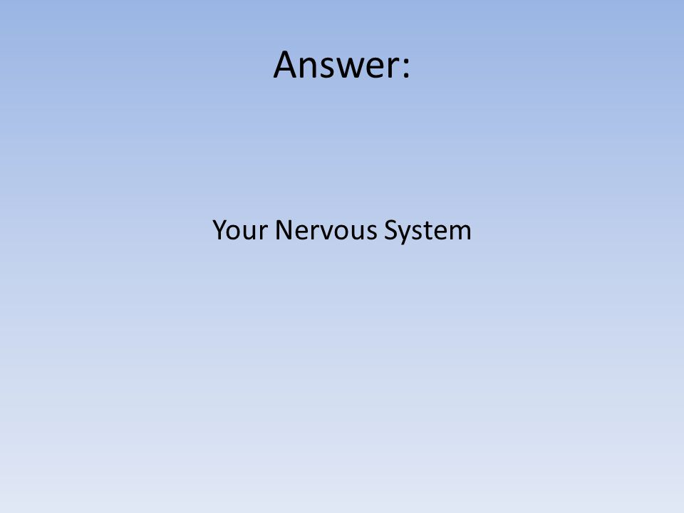 Answer: Your Nervous System