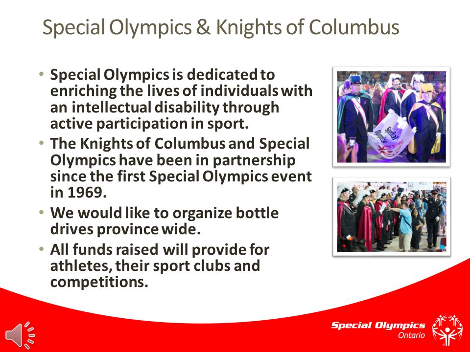 Knights of Columbus Bottle Drive for Special Olympics October 4-5, 2014