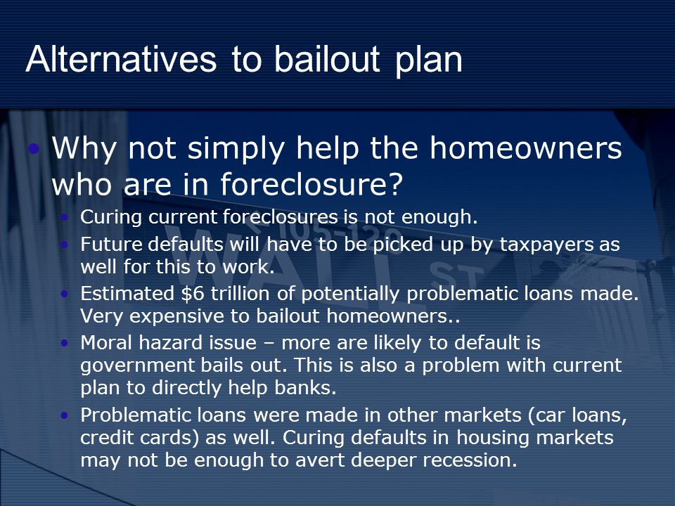 bail out plan essays Washington dc's bailout plan view full essay similar essays bailout washington the chrysler bailout washington bank. bail out plan essays Washington dc's bailout plan view full essay similar essays bailout washington the chrysler bailout washington bank.