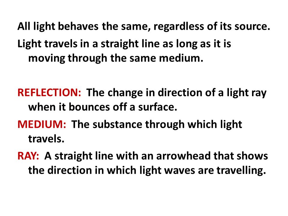 All light behaves the same, regardless of its source.