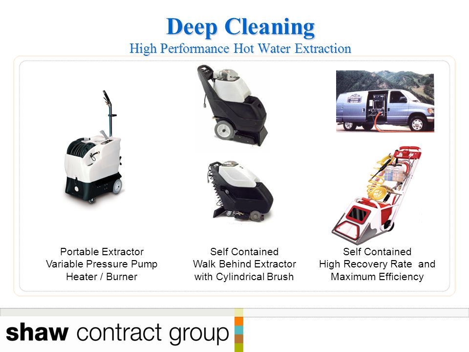 Deep Cleaning High Performance Hot Water Extraction Self Contained Walk Behind Extractor with Cylindrical Brush Portable Extractor Variable Pressure Pump Heater / Burner Self Contained High Recovery Rate and Maximum Efficiency