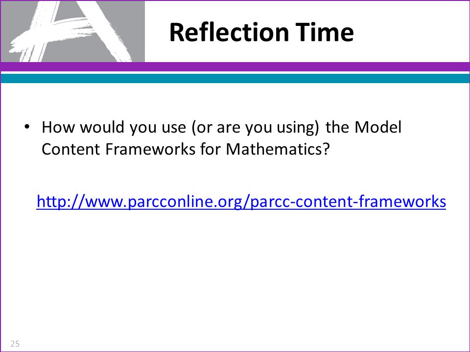 Reflection Time How would you use (or are you using) the Model Content Frameworks for Mathematics.